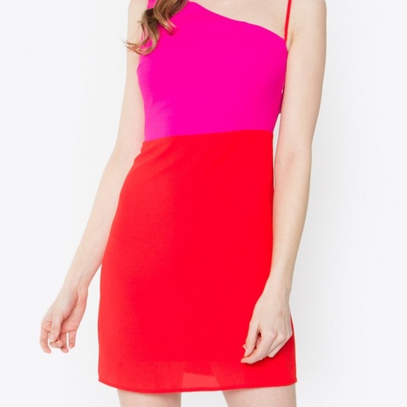 Love Again One Shoulder Two Tone Mini Dress - Picture 4 of 5